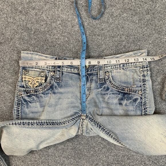 Rock Revival Womens 25 Denim Ella Low Rise Stretch Embellished Pockets Capri - Picture 4 of 12